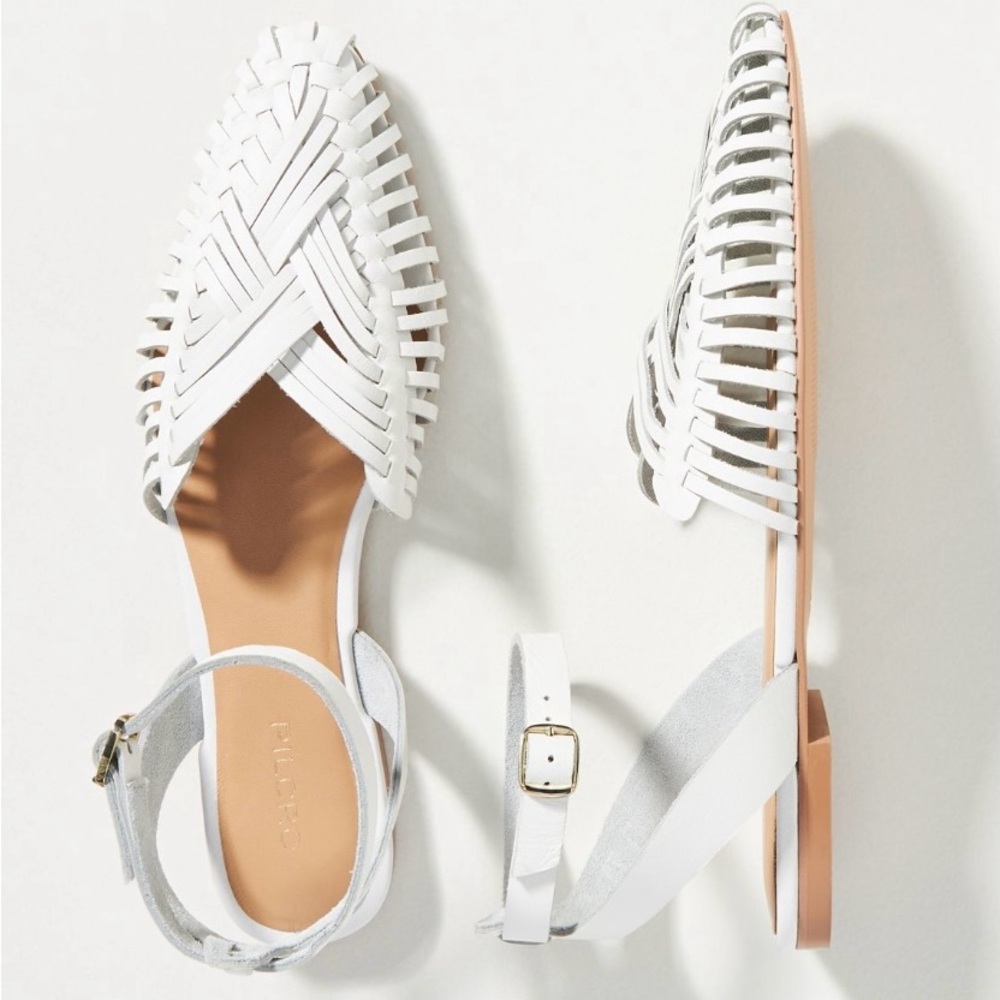Pilcro Woven Leather Ankle Strap Sandals